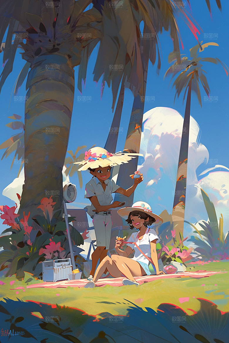 旅途中的风景风光旅行插画