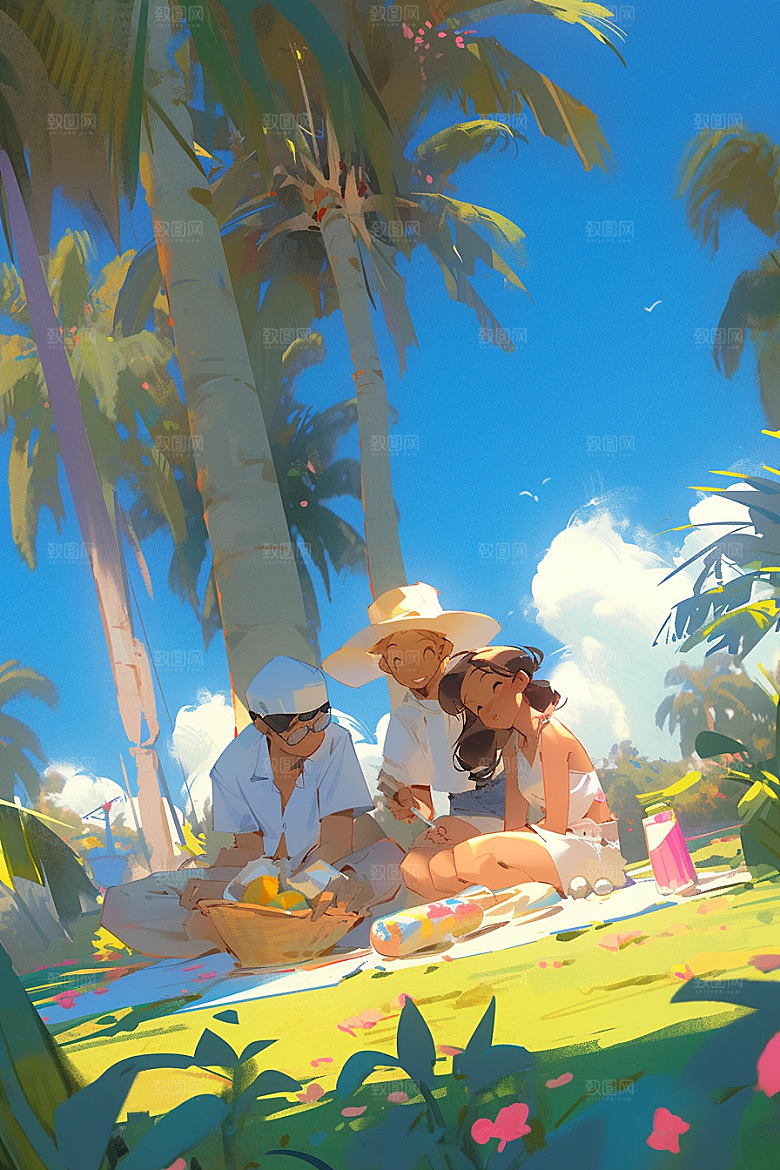 旅途中的风景山野旅行插画