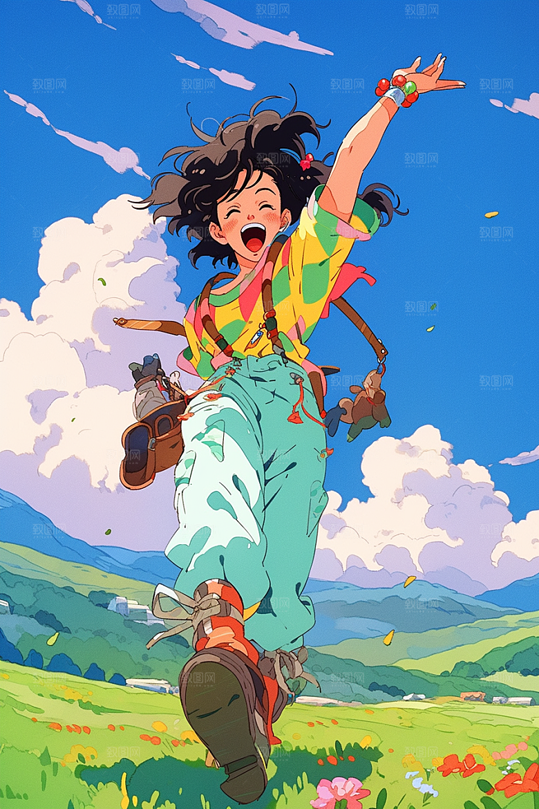 旅途中的风景旅游旷野插画