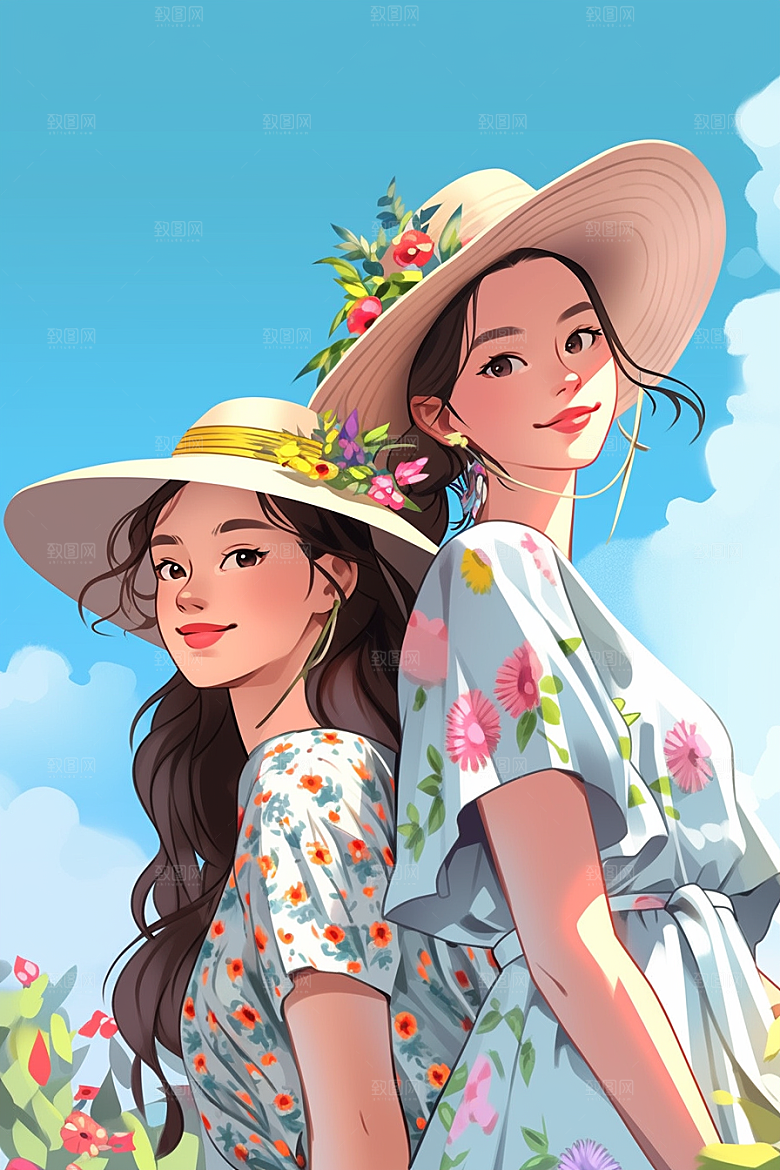 旅途中的风景旅游旷野插画