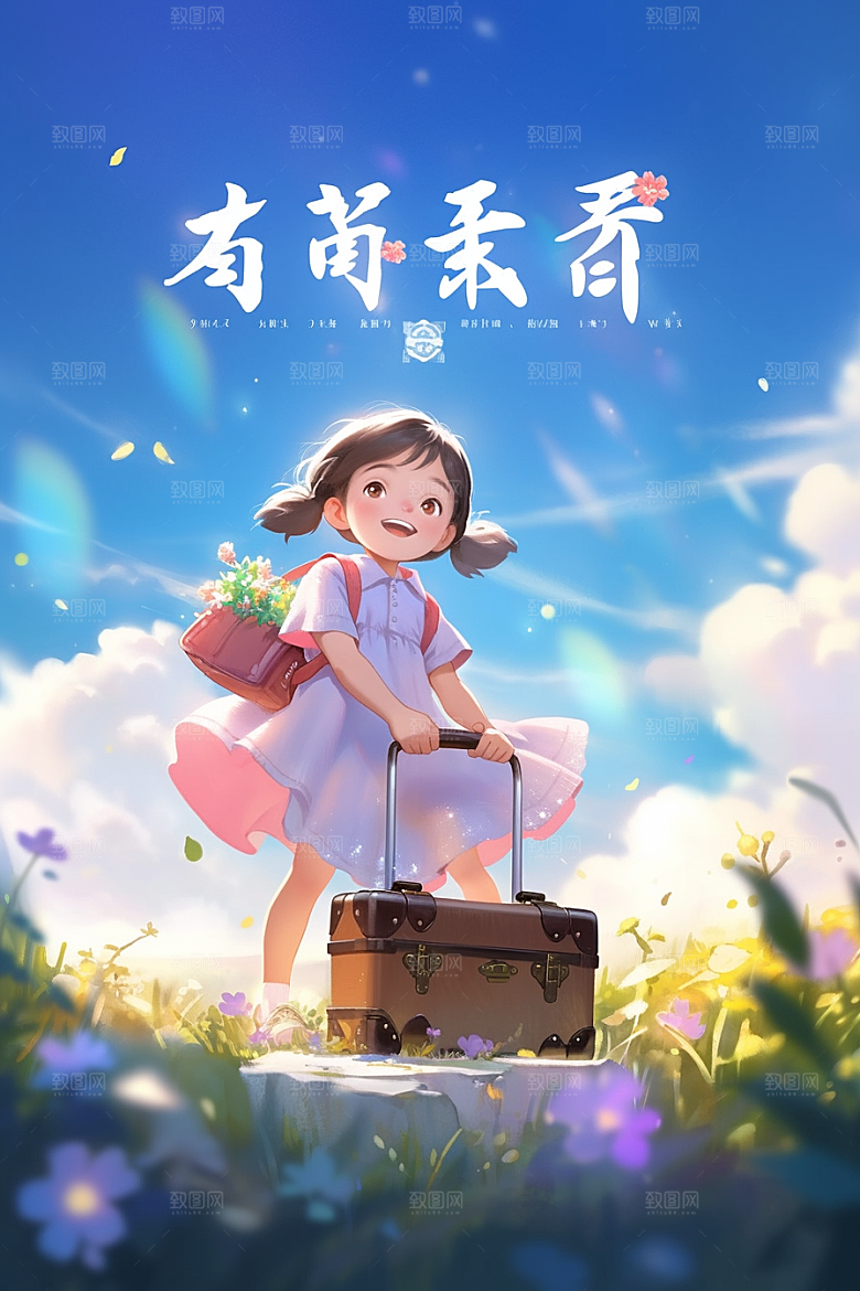 旅途中的风景户外晴朗插画