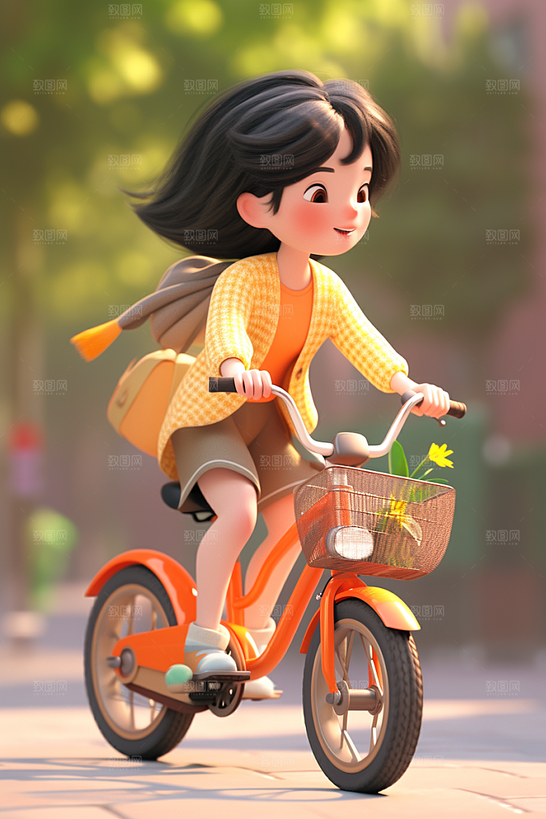 旅途中的风景花草出游插画