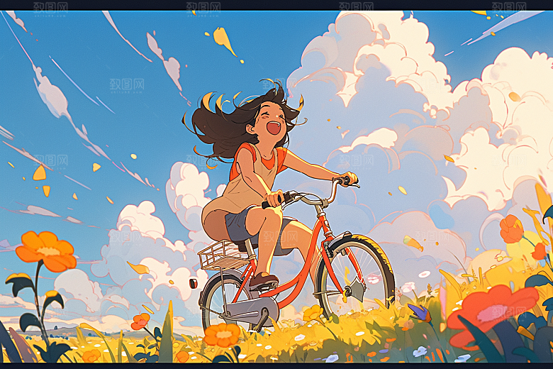 旅途中的风景出游风光插画