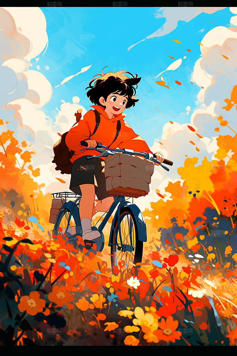 旅途中的风景旅游草地插画