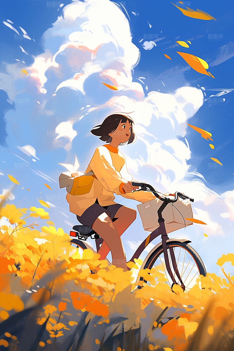 旅途中的风景风光手绘插画