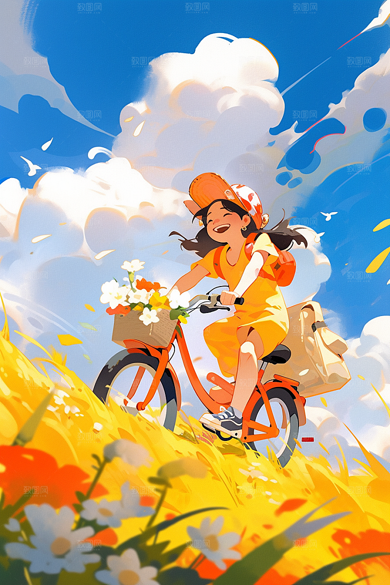 旅途中的风景旅游晴朗插画