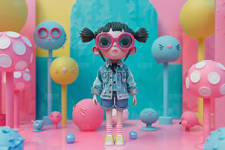 时尚潮玩3D卡通模型
