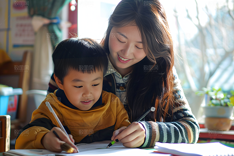 家教教学老师学生摄影图