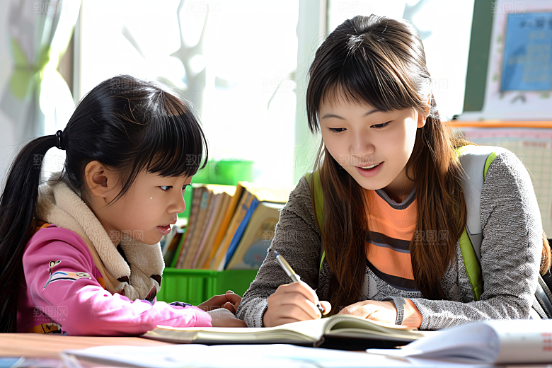 家教教学老师学生摄影图