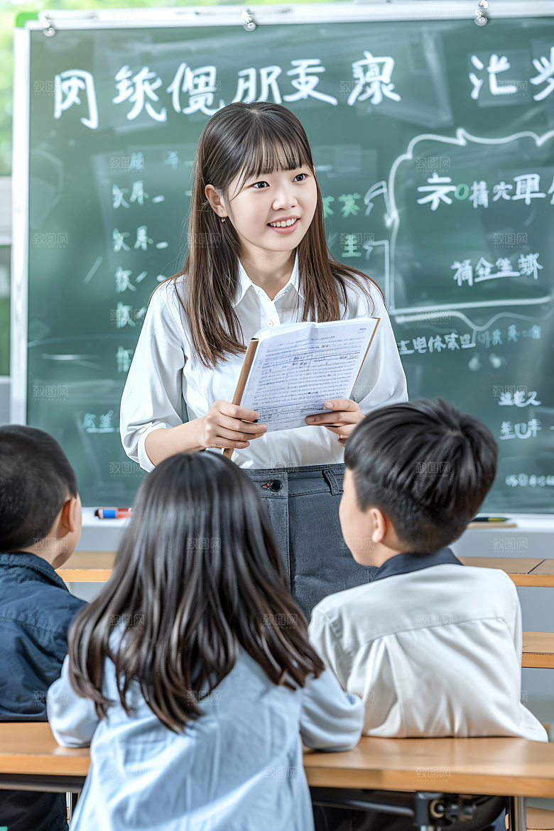 家教补习老师学生摄影图
