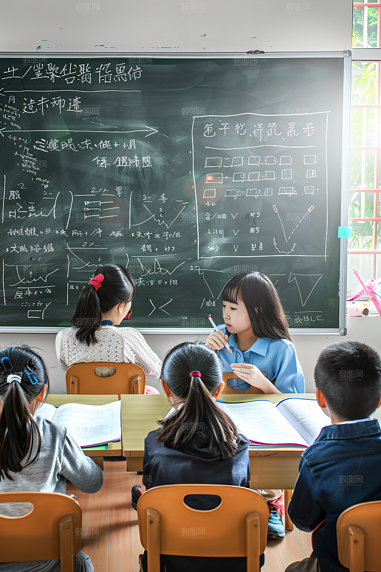 家教教育机构老师学生摄影图