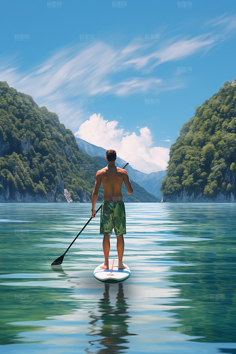 浆板运动健康湖泊河流摄影图