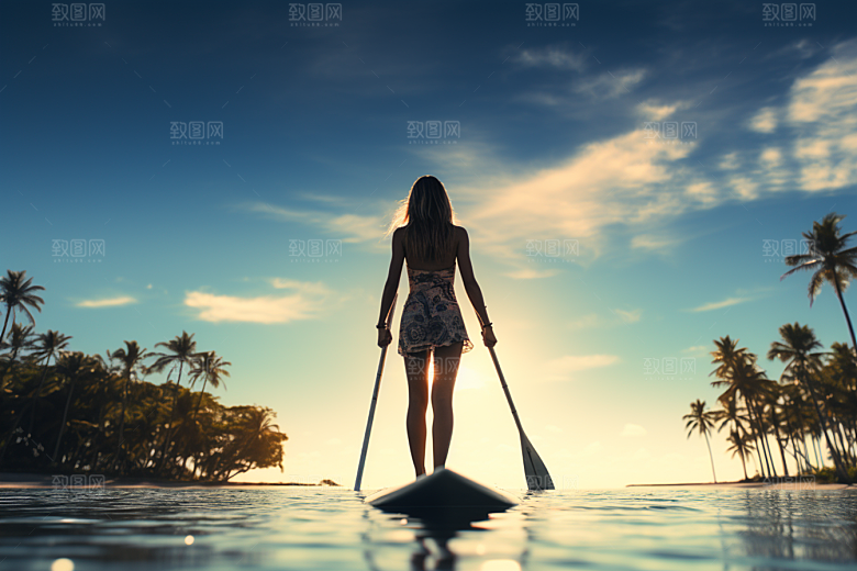 浆板运动健身自然摄影图