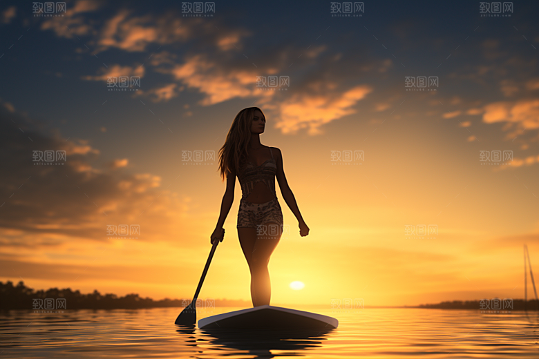 浆板运动湖泊河流水上运动摄影图
