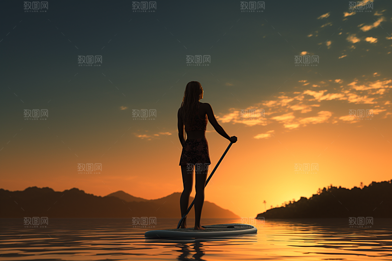 浆板运动水上运动健身摄影图