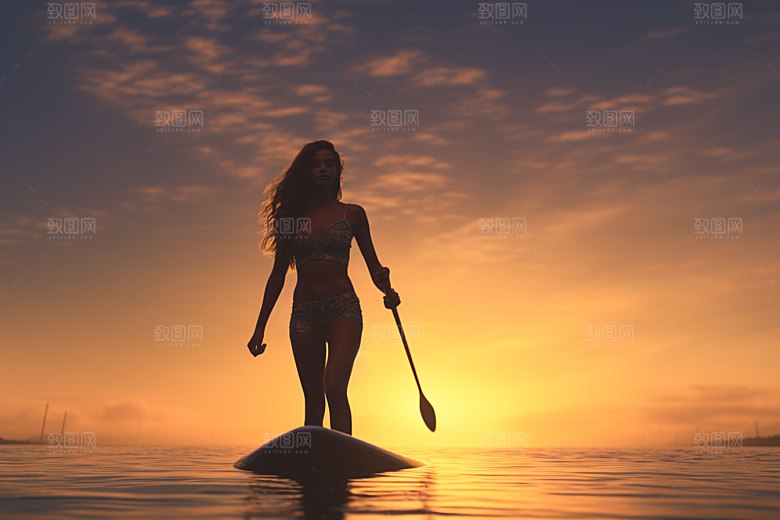 浆板运动湖泊河流高清摄影图