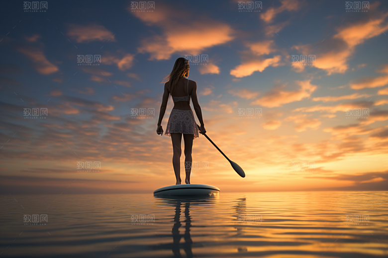 浆板运动高清湖泊河流摄影图