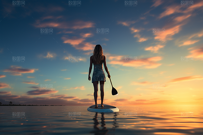 浆板运动健身水上运动摄影图