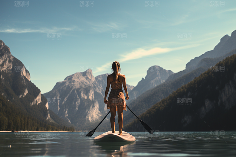浆板运动户外水上运动摄影图