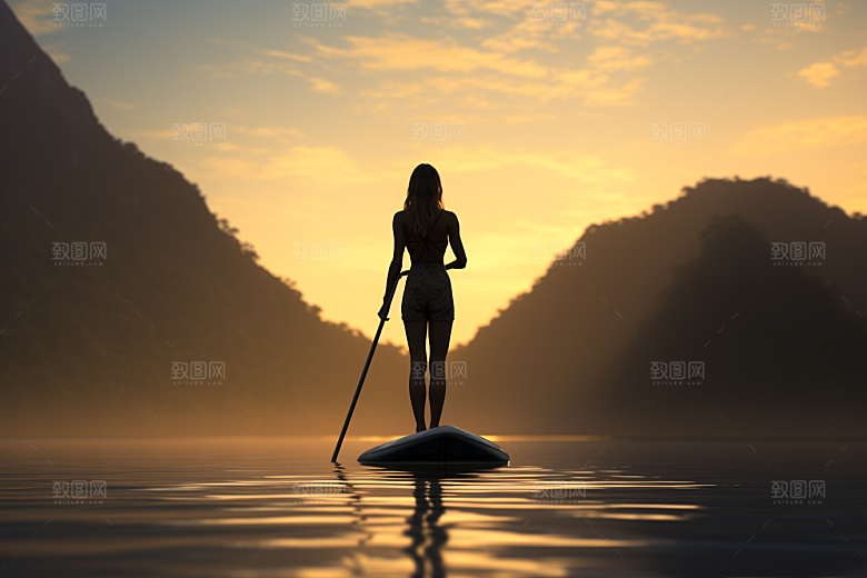 浆板运动湖泊河流水上运动摄影图