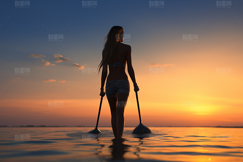 浆板运动湖泊河流自然摄影图