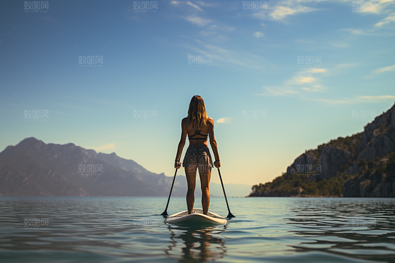 浆板运动湖泊河流水上运动摄影图