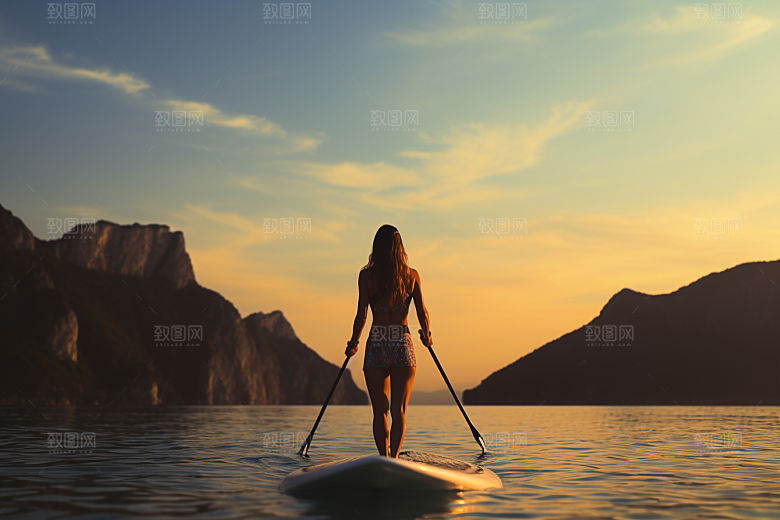 浆板运动健康划水摄影图