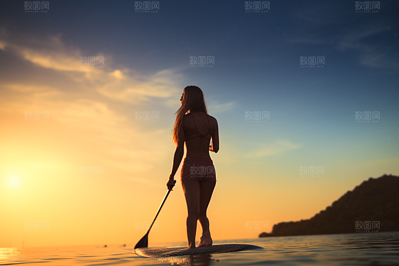 浆板运动野外健身摄影图