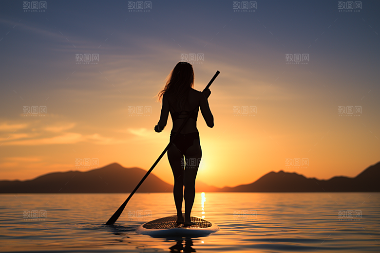 浆板运动户外划水摄影图