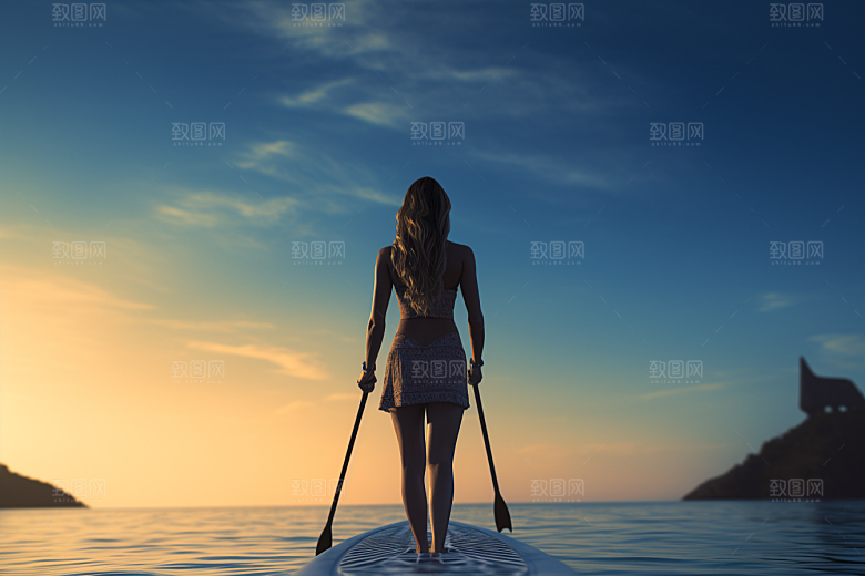 浆板运动划水户外摄影图