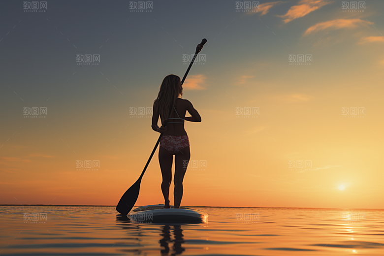 浆板运动户外湖泊河流摄影图