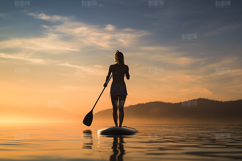 浆板运动水上运动野外摄影图