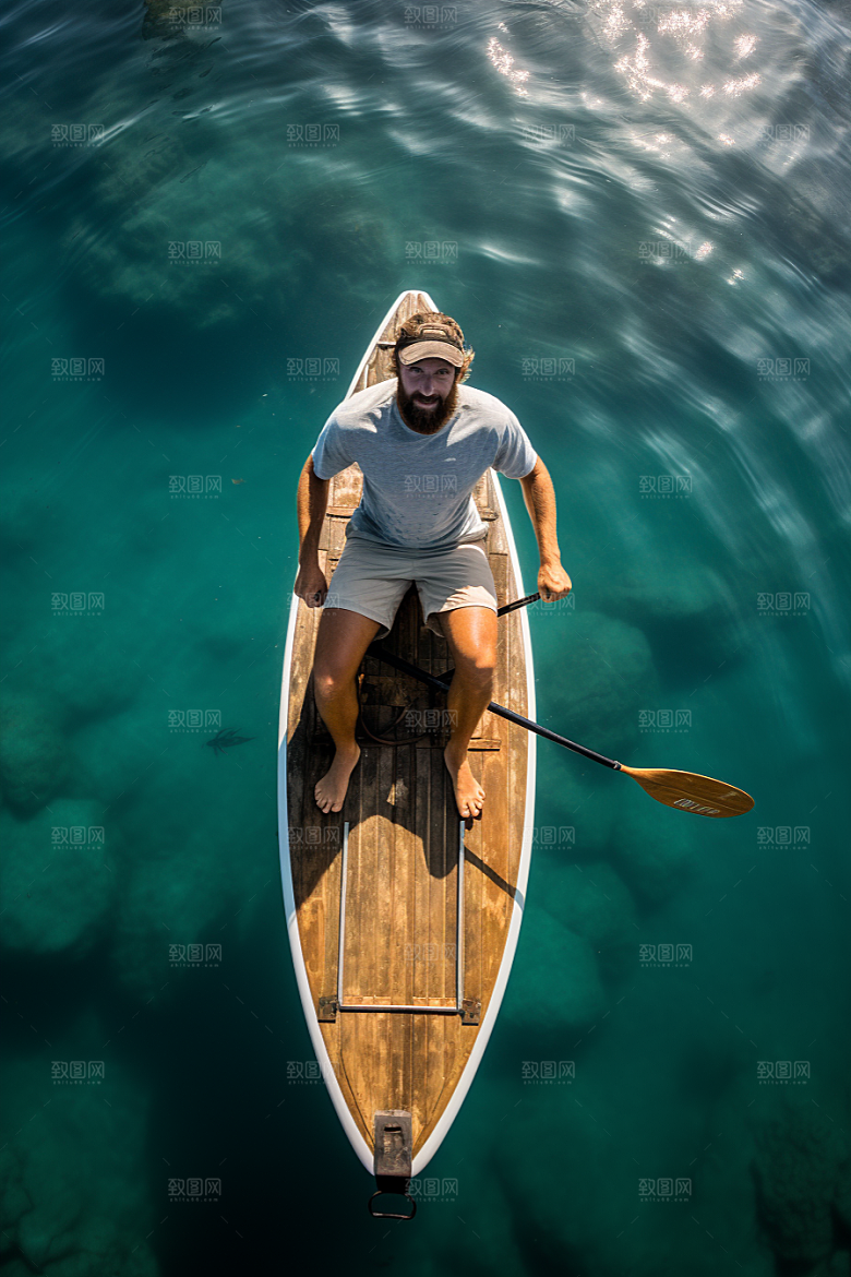 浆板运动划水健康摄影图