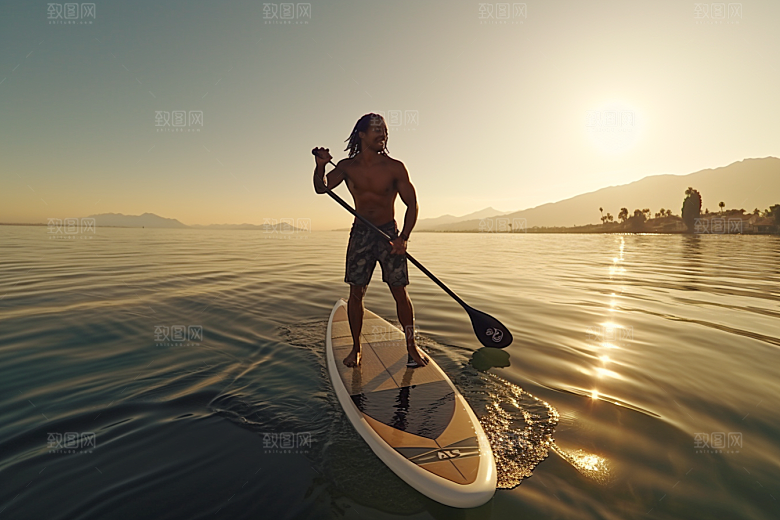 浆板运动划水户外摄影图