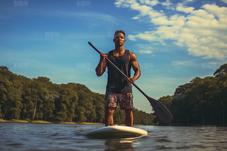 浆板运动湖泊河流健康摄影图