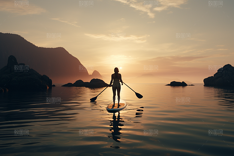 浆板运动户外湖泊河流摄影图