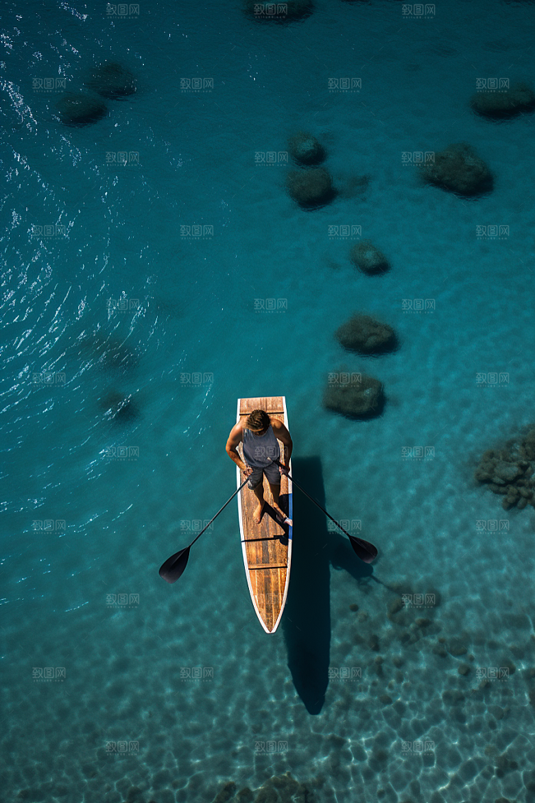 浆板运动划水湖泊河流摄影图