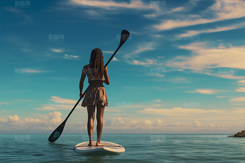 浆板运动湖泊河流自然摄影图