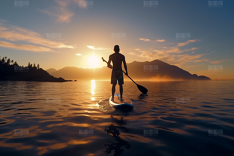 浆板运动户外健康摄影图