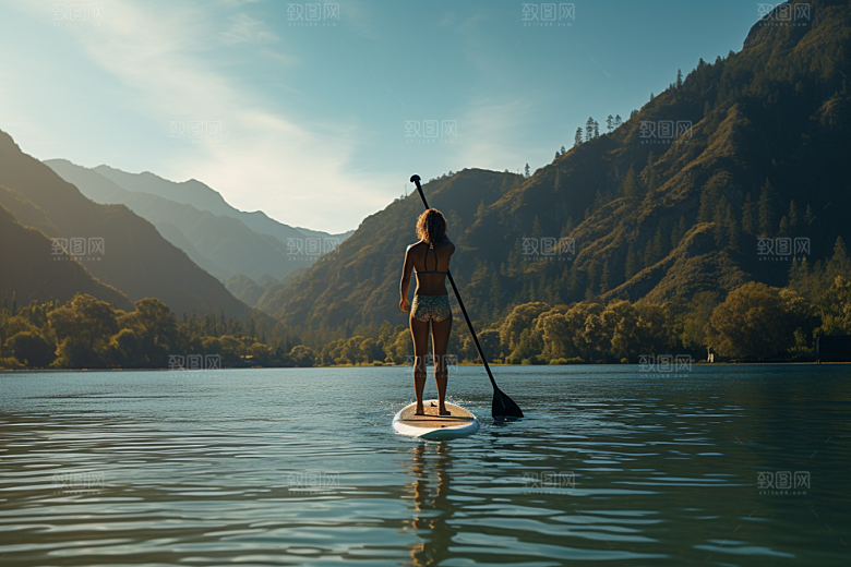 浆板运动划水野外摄影图