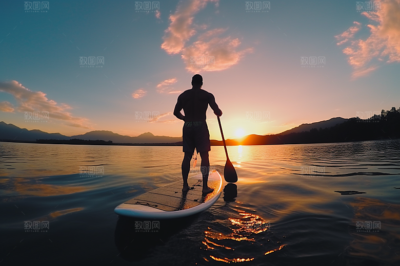 浆板运动健身水上运动摄影图