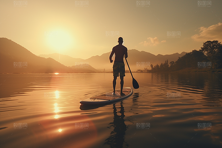 浆板运动自然湖泊河流摄影图