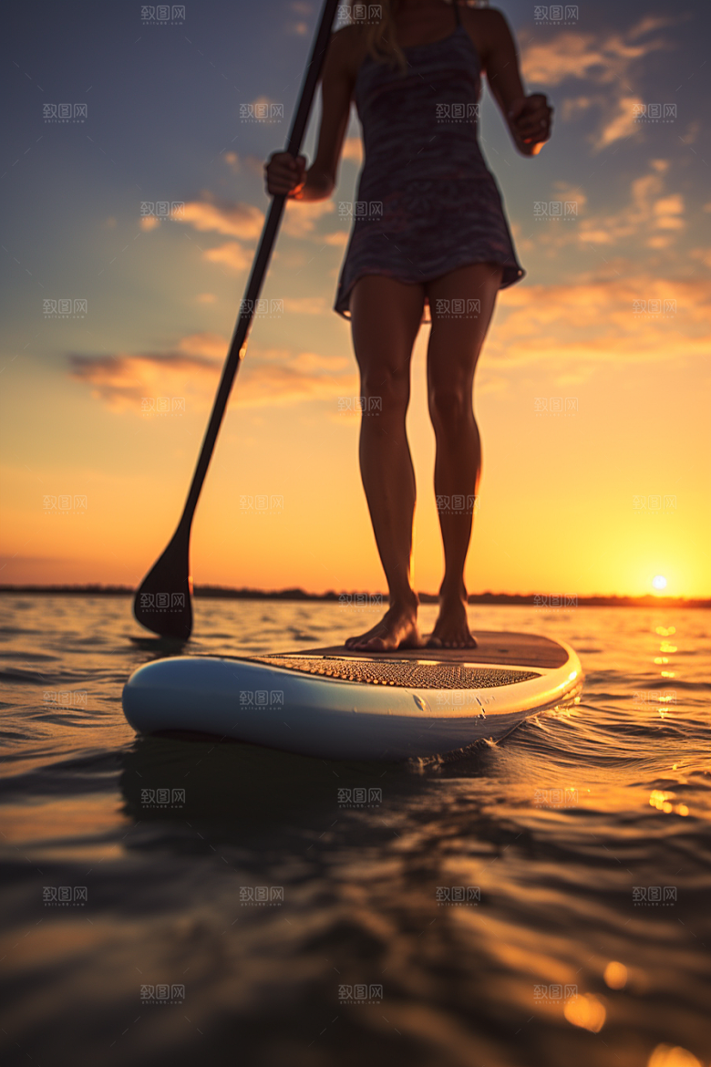 浆板运动湖泊河流高清摄影图