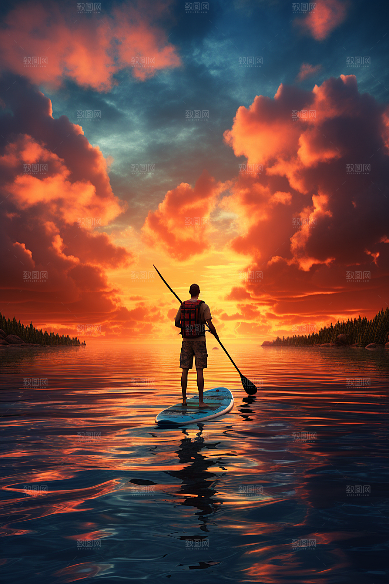 浆板运动自然湖泊河流摄影图