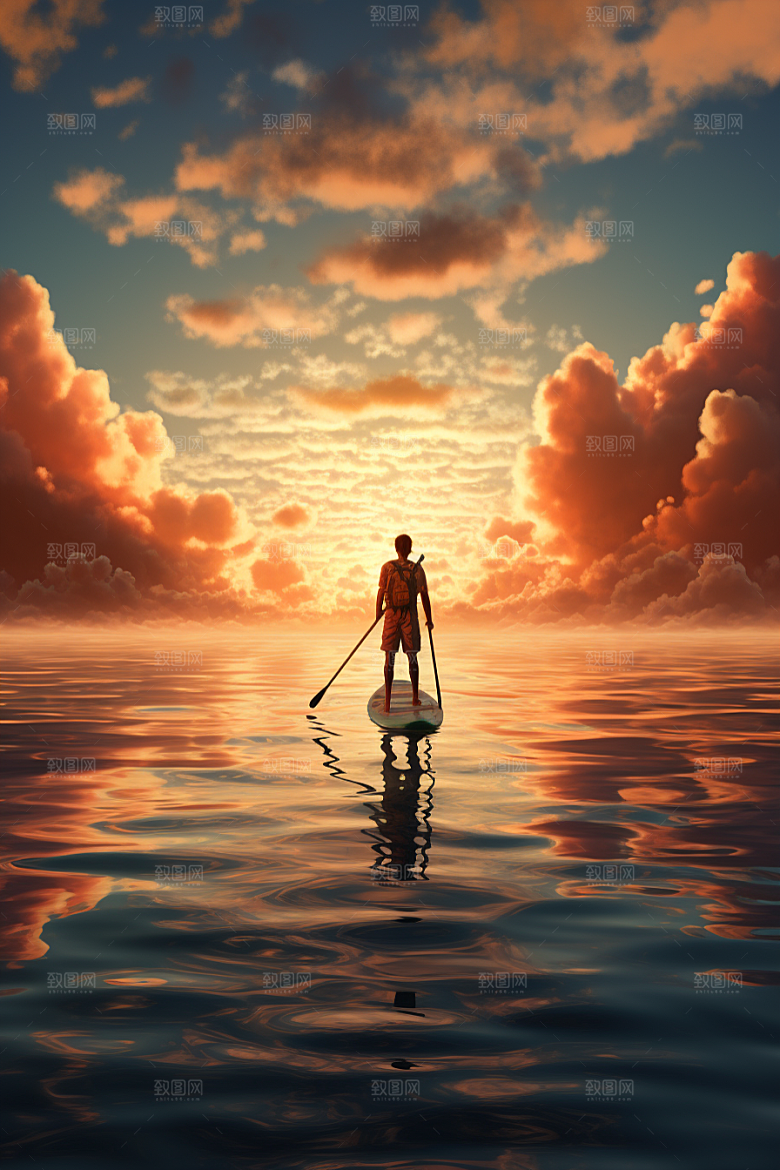 浆板运动健身湖泊河流摄影图
