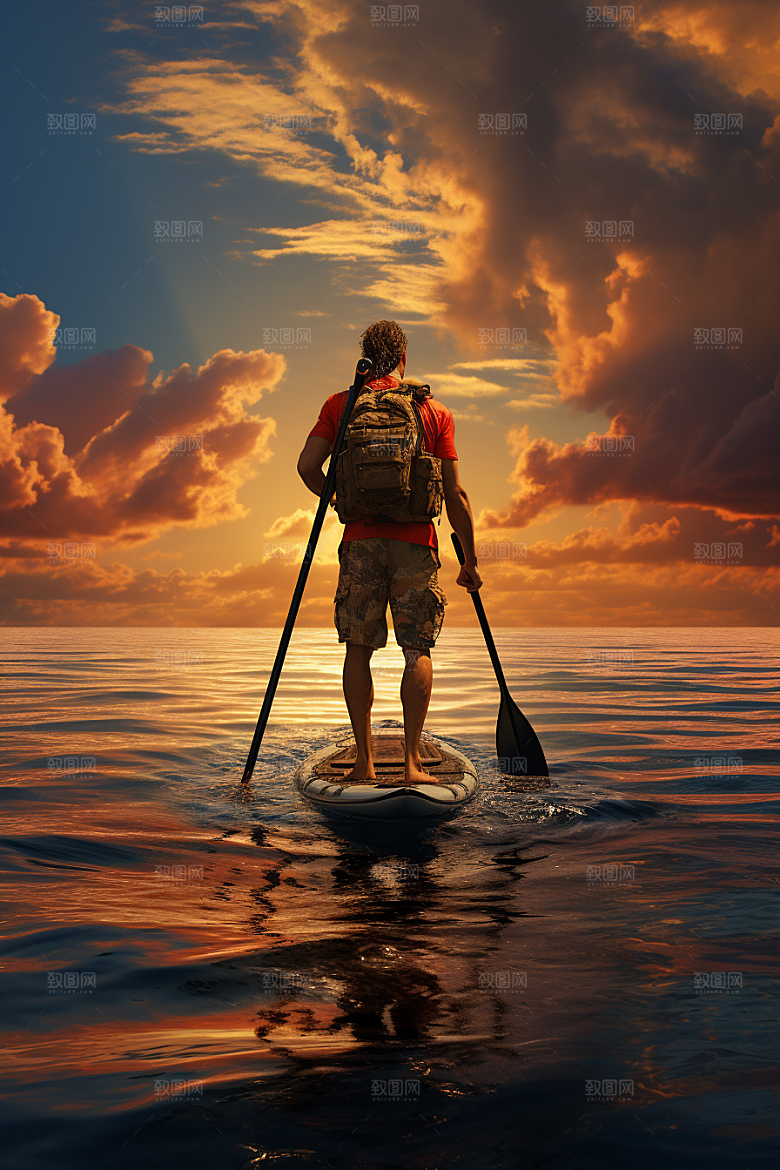 浆板运动湖泊河流高清摄影图