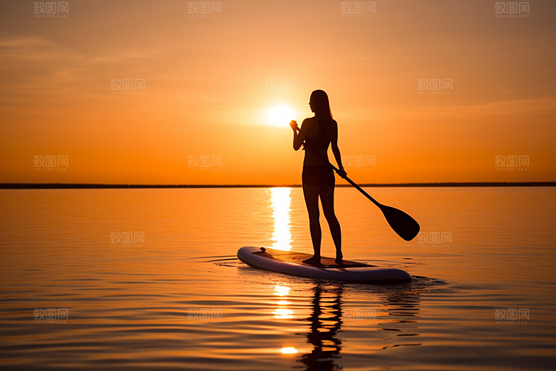 浆板运动高清湖泊河流摄影图