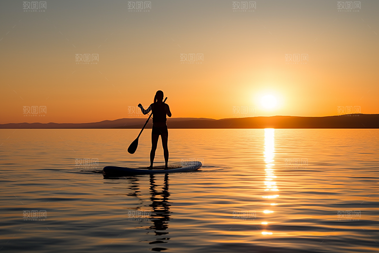 浆板运动划水野外摄影图