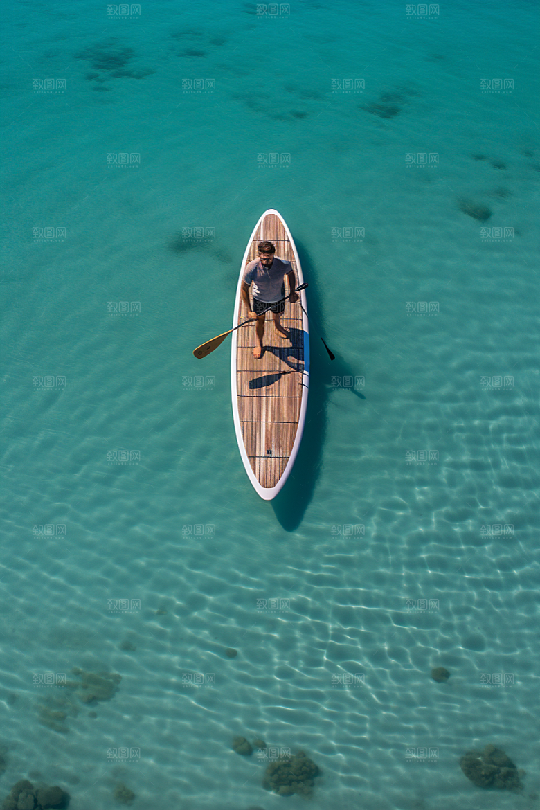 浆板运动湖泊河流健康摄影图