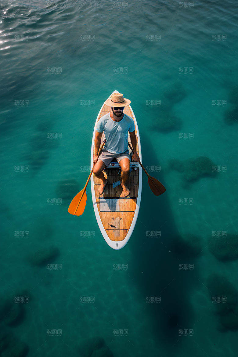浆板运动湖泊河流高清摄影图